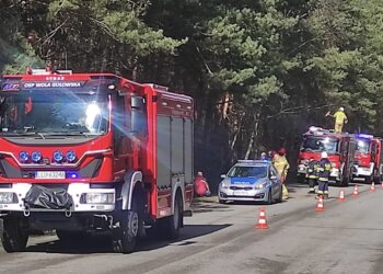 Kolizja drogowa między miejscowościami Konorzatka i Sobiska.