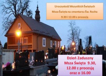 Program uroczystości na cmentarzu Św. Rocha w Łukowie w dn. 1-2 listopada.