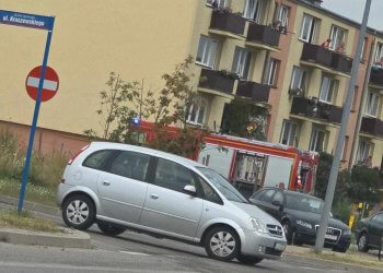 Zgłoszenie alarmu pożarowego w Łukowie. Fot. Czytelnik