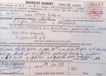 Surowa kara dla 21-latka, 4 tysiące mandatu, 14 punktów karnych i utrata prawa jazdy.