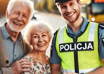 Babcia i Dziadek bezpieczni na drodze.