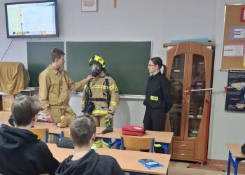 Zajęcia z ochrony przeciwpożarowej w ZS nr 3 w Łukowie