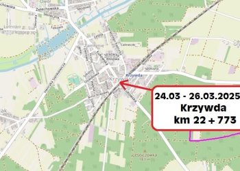 Czasowe zamknięcia przejazdów kolejowych w Krzywdzie, Woli Okrzejskiej i Rudzie-Zimnej Wodzie
