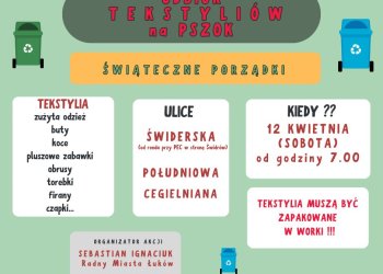 Zbiórka tekstyliów na ul. Świderskiej, Południowej i Cegielnianej.