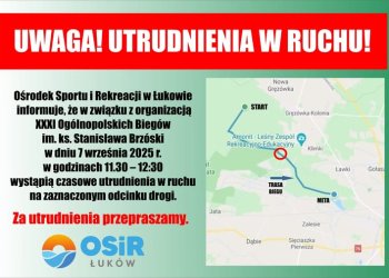 Informacja OSiR Łuków – zmiany w organizacji ruchu