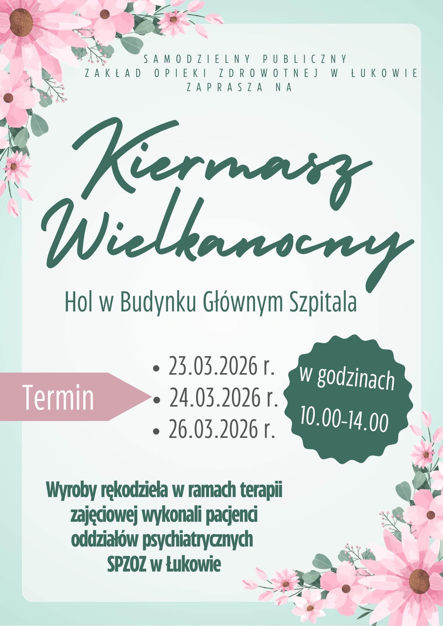 Kiermasz Wielkanocny w szpitalu w Łukowie. Pacjenci przygotowali rękodzieło